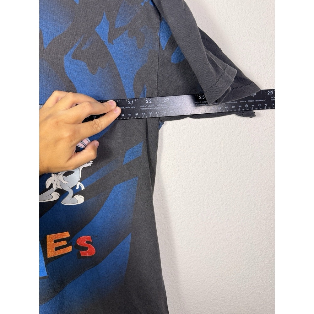 Vintage Looney Tunes Shirt Mens Black  Tunnel AOP Double Sided 90s - Picture 4 of 7